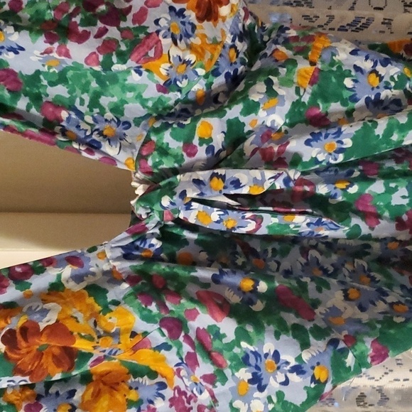 Cupshe Crystal Bunny Tie V Neck Cutout Floral Cotton Dress Size Medium - Picture 5 of 7